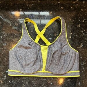 Prima Donna Sports bra, grey & yellow, convertible wired, size 36D